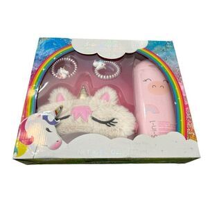 Unicorn 3 in 1 Shampoo Conditioner Body Wash Bath Set Sleep Mask Hair Ties New